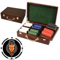 Poker chips set with Mahogany wood case - 300 Full Color 8 Stripe chips